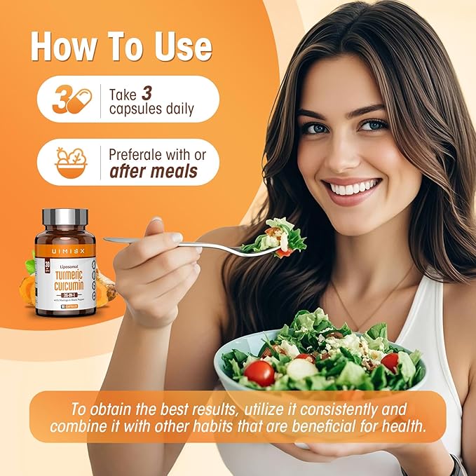 Liposomal Turmeric Curcumin Supplement with High Potency - 95% Curcuminoids Extract Enhanced with Pepper & Moringa for Optimal Health Support Enhanced Bioavailability for Joint Support