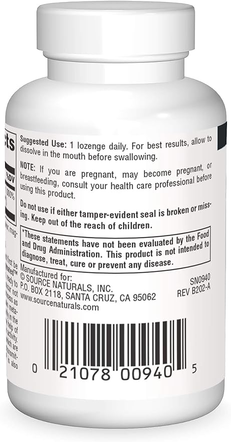 Source Naturals Coenzymated B-6 25mg P-5 Pyridoxal-5 Phosphate Fast-Acting, Quick Dissolve Sublingual Vitamin Supports Amino Acid Metabolism - 30 Lozenges