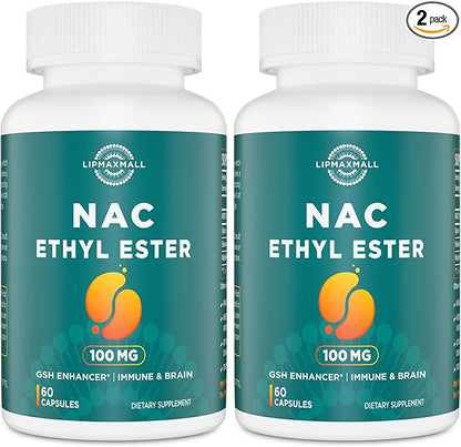 N-Acetyl Cysteine Ethyl Ester 100mg-More Absorption Than 1000mg NAC-with Glycine 600mg-Benefit Glutathione-Good for Immune System & Antioxidant for Adults,NACET(60 Capsules-2 Pack)