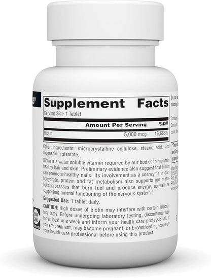 Source Naturals Biotin 5,000mcg Maximum Strength Biotin Deficiency Supplement - 120 Tablets