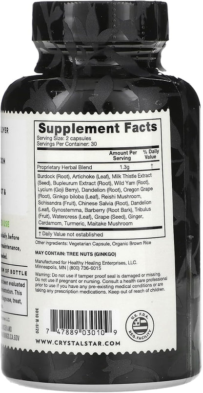 Crystal Star Liver Renew, 60 Capsules, Herbal Liver Cleanse Supplement That Supports Normal Liver Function & Promotes Toxin Release - Milk Thistle, Non-GMO