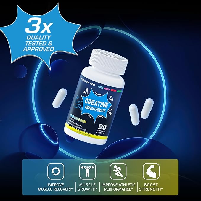 Creatine Monohydrate 2500mg Per Serving, 90 Capsules - Gluten Free, Non-GMO