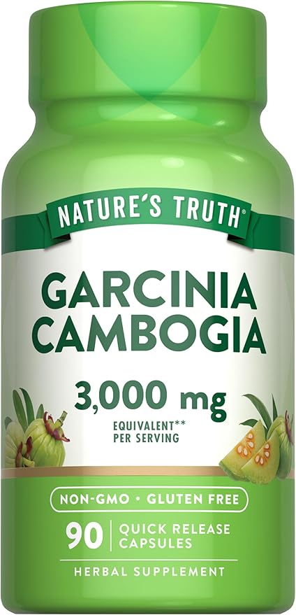 Nature's Truth Garcinia Cambogia 3,000mg | 90 Pills | Plus Chromium Picolinate | Non-GMO and Gluten Free Supplement