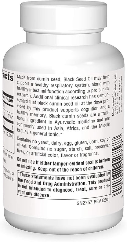 Source Naturals Black Cumin Seed Oil for Respiratory Support -120 Softgels