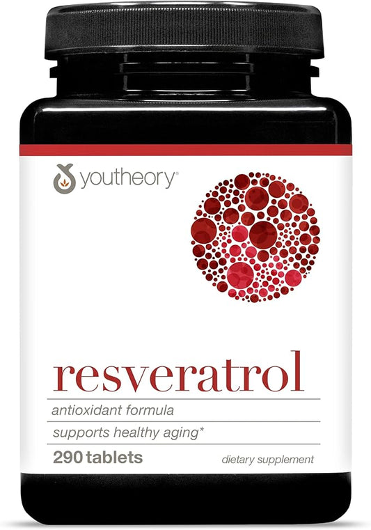 Youtheory Resveratrol Advanced Antioxidant Formula - Premium Antioxidant Supplement with Super-Fruit Blend - Contains ResVida - Dairy, Soy & Gluten Free - 290 Tablets