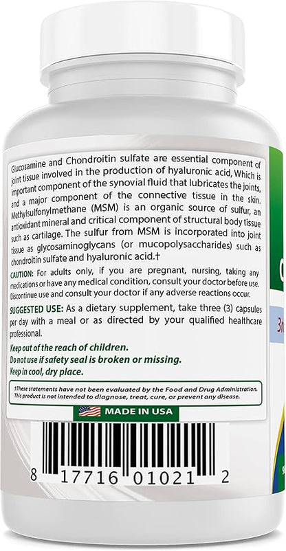 Best Naturals, Glucosamine Chondroitin MSM Supplements, 2600 mg per Serving, 90 Capsules (90 Count (Pack of 3))