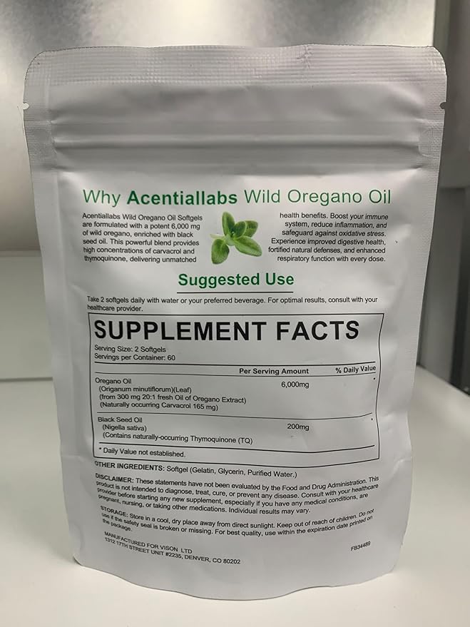 Oregano Oil Capsules,2 in 1 6000mg Oil of Oregano with Black Seed Oil 200mg,Wild Oregano Oil Immune and Antioxidant Support,Non-GMO,Gluten Free,240 Softgels (2 Bag)