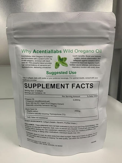 Oregano Oil Capsules,2 in 1 6000mg Oil of Oregano with Black Seed Oil 200mg,Wild Oregano Oil Immune and Antioxidant Support,Non-GMO,Gluten Free,240 Softgels (2 Bag)