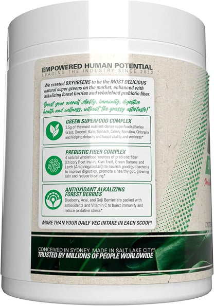 EHP Labs OxyGreens Super Greens Powder - Spirulina & Chlorella Superfood, Green Juice Powder & Greens Supplements with Prebiotic Fibre, Antioxidants & Immunity Support, 30 Serves (Strawb. Margarita)