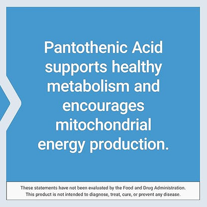 Life Extension Pantothenic Acid, 500 mg, Vitamin B5, Calcium, Support Healthy Metabolism, Mitochondrial Energy Production, Gluten-Free, Non-GMO, Vegetarian, 100 Capsules