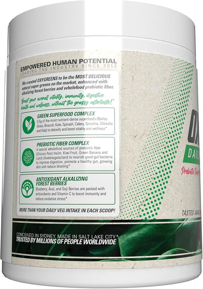 EHP Labs OxyGreens Super Greens Powder - Spirulina & Chlorella Superfood, Green Juice Powder & Greens Supplements with Prebiotic Fibre, Antioxidants & Immunity Support, 30 Serves (Lychee)