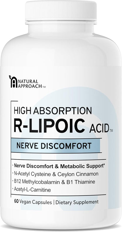 HIGH ABSORPION R-LIPOIC Acid - Supports Nerve Health - Tingling Fingers, Hands, Toes & Feet - Supports Healthy Aging, Cardiovascular Health & Overall Wellbeing* - 60 Vegan Capsules