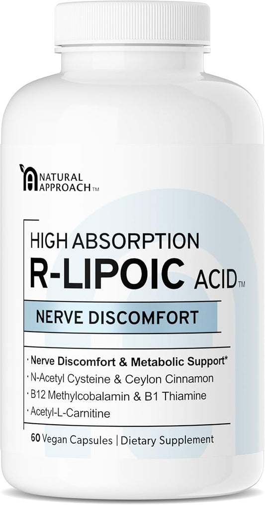 HIGH ABSORPION R-LIPOIC Acid - Supports Nerve Health - Tingling Fingers, Hands, Toes & Feet - Supports Healthy Aging, Cardiovascular Health & Overall Wellbeing* - 60 Vegan Capsules