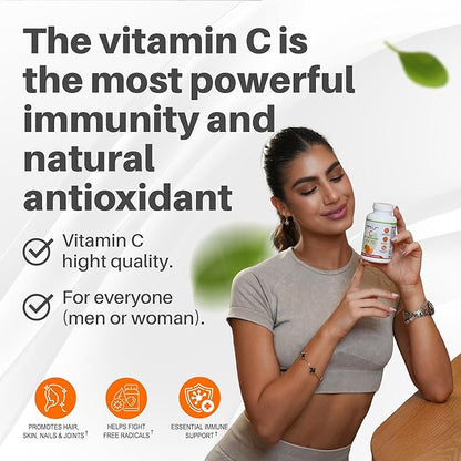 M+S Vitamin C Tablet 500mg for Women and Men – Supports a Healthy Immune System, Promotes Hair, Skin, Nails and Joints – Vegan, Sugar Free, Non-GMO – Orange Flavor (100 Tablets)