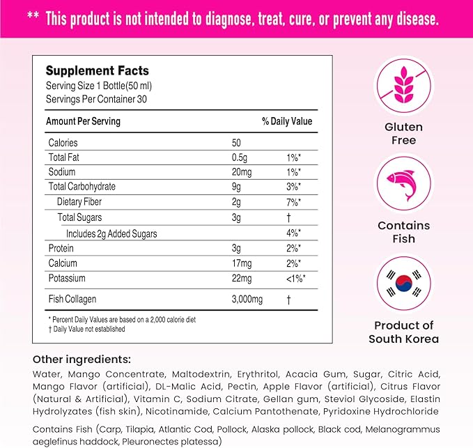 CJ Wellcare Innerb Glowshot Collagen (50.7 fl oz, 30 Servings) - Marine Liquid Collagen for Women, 3,000mg Collagen Peptides, Collagen Shots for High Absorption, Hair, Skin & Nails Supplement