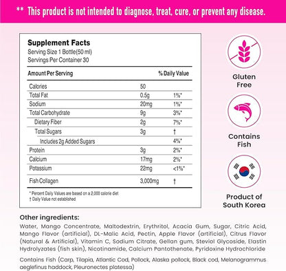 CJ Wellcare Innerb Glowshot Collagen (50.7 fl oz, 30 Servings) - Marine Liquid Collagen for Women, 3,000mg Collagen Peptides, Collagen Shots for High Absorption, Hair, Skin & Nails Supplement