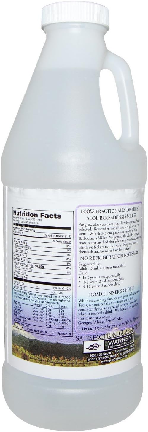 George's Aloe Vera, 100% Aloe Vera Liquid, 32 fl oz (.94 l)