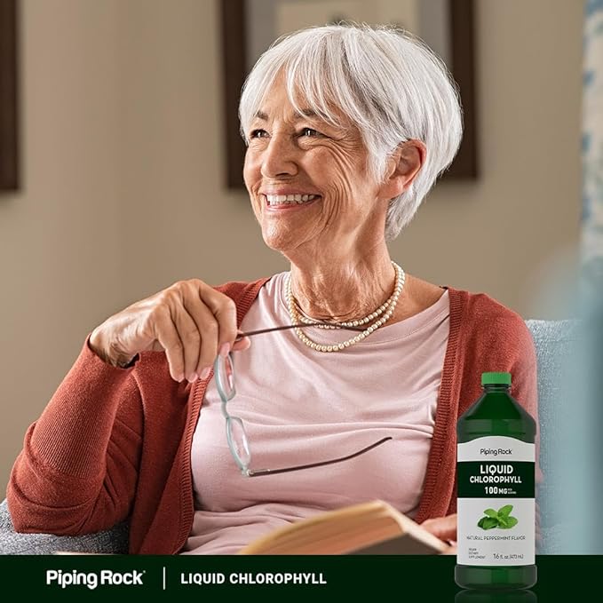 Piping Rock Liquid Chlorophyll 100mg | 16 oz | Mint Flavor | for Women & Men | Vegan, Non-GMO, and Gluten Free Formula