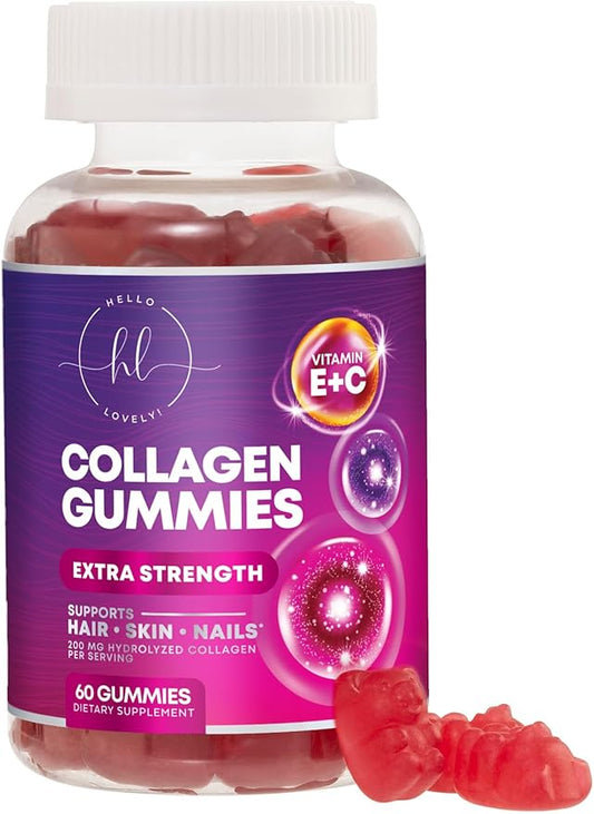 Collagen Peptide Gummies for Women with Biotin - Hydrolyzed Collagen for Hair, Skin, Nail, Bone Health & Joint Support - Extra Strength Best Peptides Supplement for Women & Men, Non-GMO - 60 Gummies