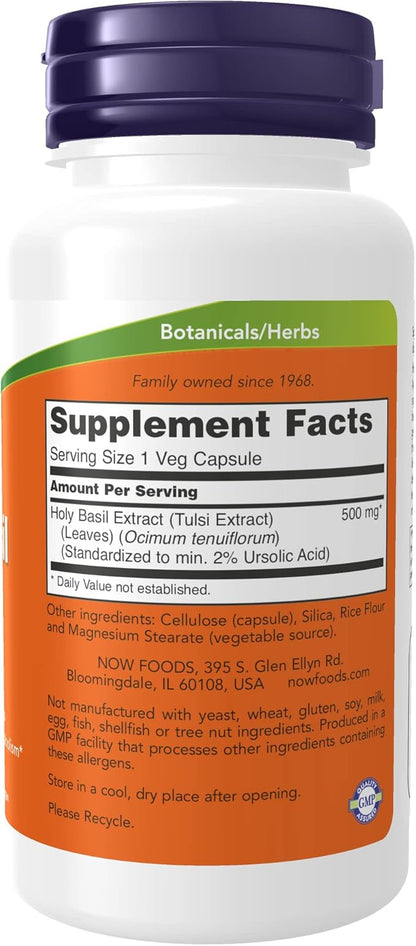 NOW Supplements, Holy Basil Extract 500 mg (Holy Basil is a Sacred Plant in Ayurveda), 90 Veg Capsules (Pack of 2)