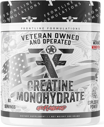 Creatine Monohydrate, Promotes Lean Muscle Growth, Unflavored, Aids Muscle Recovery, Post-Workout Supplement, Veteren Owned and Operated (60 Servings, Creatine Monohydrate)