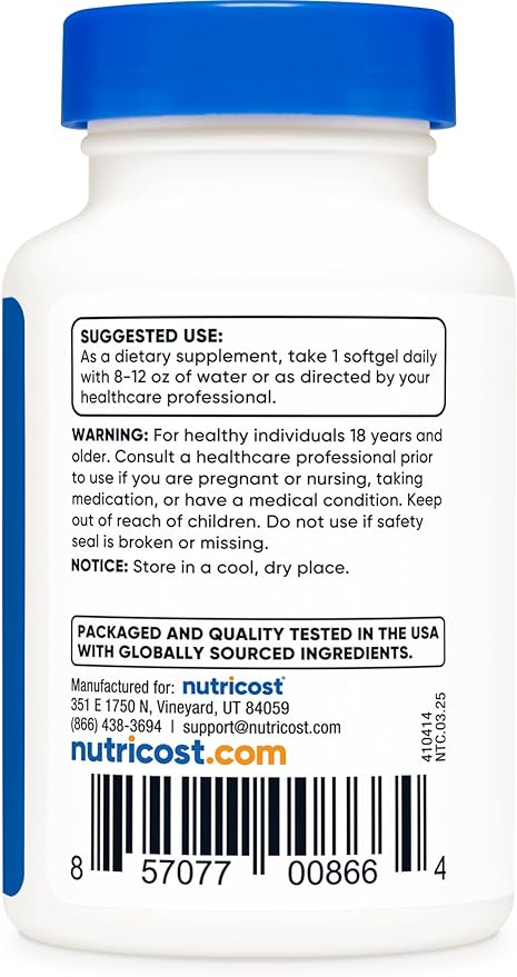 Nutricost Vitamin K2 (MK7) (100mcg) + Vitamin D3 (5000 IU) 120 Softgels - Gluten Free and Non-GMO