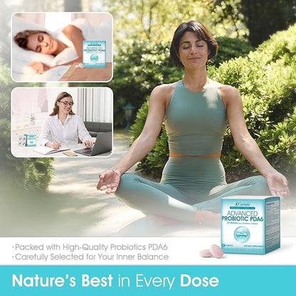Advanced Probiotic PDA6 - Natural Sleep & Mood Support, Great Tasting Supplement for Men and Women, 32 Tablets for Daily Wellness and Digestive Health - 20 Billion CFU Probiotics- (32)
