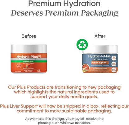 Hydralyte Liver Support + Electrolyte Mix with Milk Thistle, Turmeric, Ginger, Prickly Pear, Green Tea Extract Formulated for Rapid Rehydration, (Blood Orange Ginger, 40 Serve Tub)