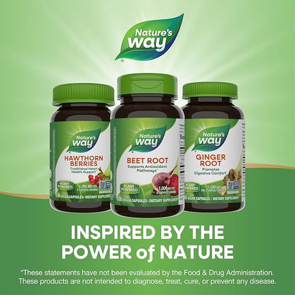 Nature's Way Beet Root, Supports Antioxidant Pathways*, Helps Neutralize Free Radicals*, 1,000 mg per 2-Capsule Serving, Vegan, 100 Capsules (Packaging May Vary)