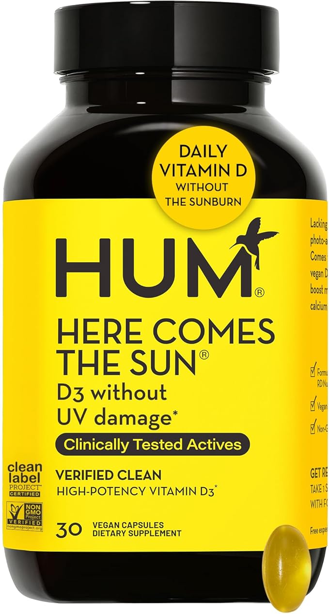 HUM Here Comes The Sun - Immune Supplement with Vitamin D & Calcium for a Healthy Immune System - Supports Radiant Skin, Mood + Bone Health (30-Count)