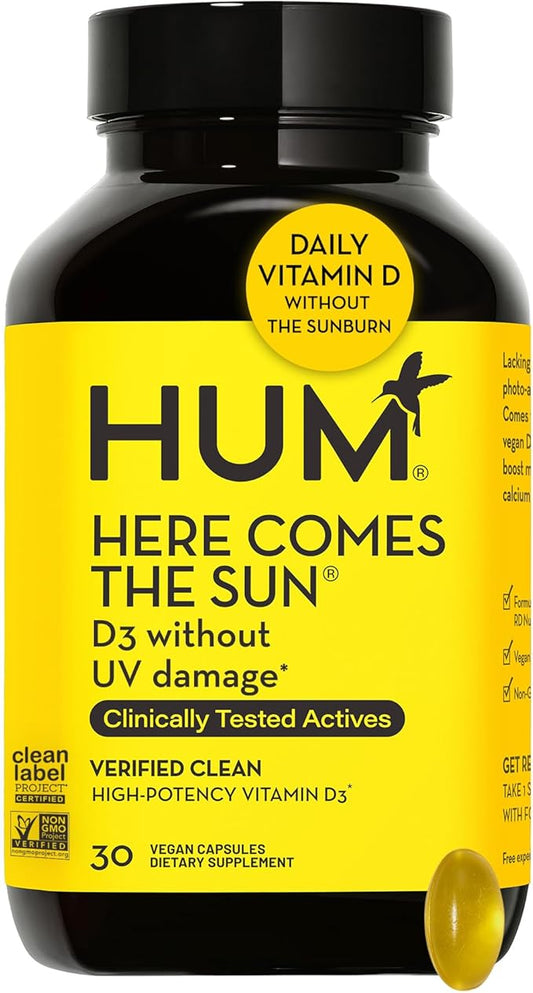 HUM Here Comes The Sun - Immune Supplement with Vitamin D & Calcium for a Healthy Immune System - Supports Radiant Skin, Mood + Bone Health (30-Count)