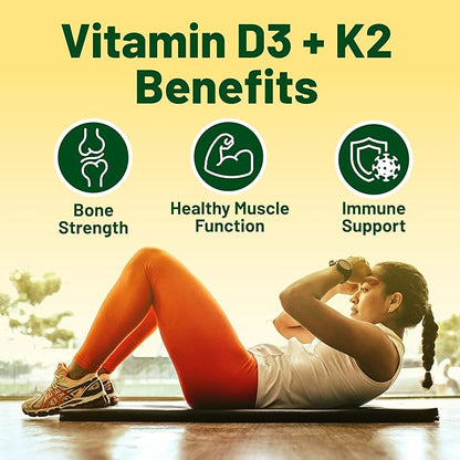Vegan Vitality Brain & Body Balance Bundle: 120 Lions Mane Mushroom Nootropic Brain Support Supplement and 60 Vegan Vitamin D3 + K2 4000IU (100mcg)