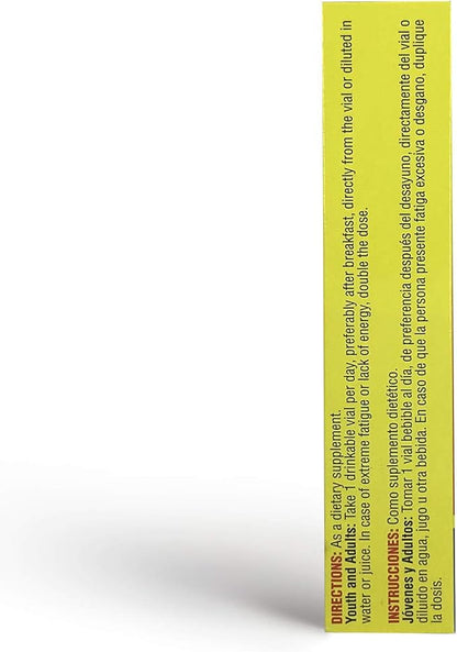 Ginseng Energy Supplement - 10 Vials of Strong Ginseng Extract - Energizing Liquid Supplement with Vitamin B Complex and Glutamic Acid HCI