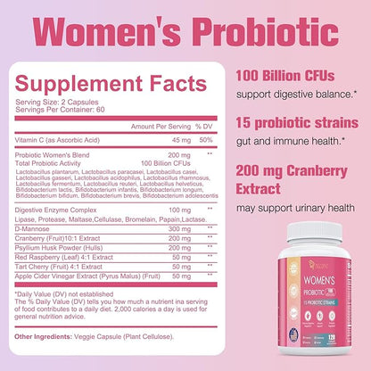 Probiotics for Women & Hair, Skin & Nails Supplement Bundle, Vaginal & Urinary Health, Feminine Health, Supports Hair Growth, Skin Health, Nail Strength