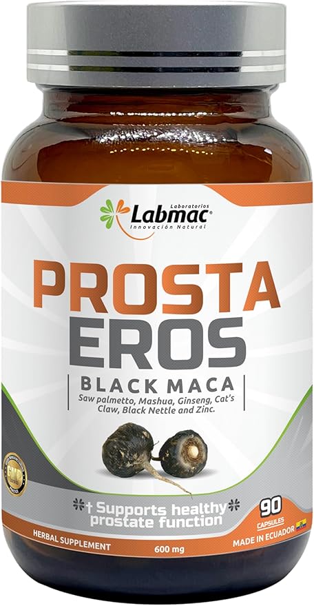 ProstaEros- Prostate Support Supplement - 7 Natural Ingredients - Black Maca, Saw Palmetto, Mashua, Cat's Claw, Gingseg, Black Nettle and Zinc Capsules 90 Count (Pack of 1)