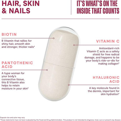 Habit Hair, Skin & Nails Supplement 2 Pack (120 Capsules) - New Look, Supports Skin Hydration, Hair & Nail Strength, Biotin 2000mcg, Vitamin A & C, Hyaluronic Acid, Rosehip, Vegan, Non-GMO