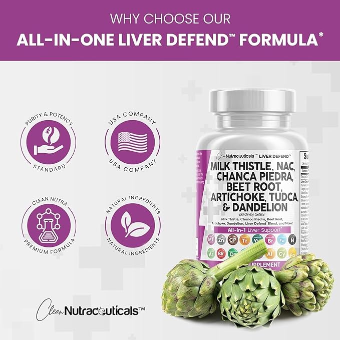Clean Nutraceuticals Milk Thistle NAC Chanca Piedra Beet Root Artichoke Dandelion Root - Liver Cleanse Detox & Repair Supplement Plus TUDCA Choline & Ginger - 5Pack