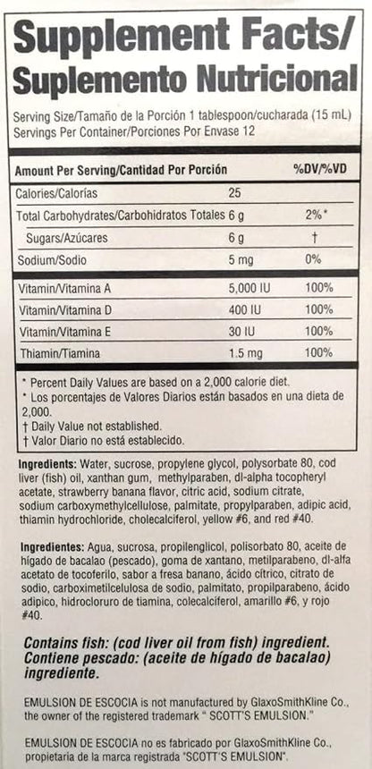Emulsion De Escocia Strawberry/Banana 6.5 Oz. Cod Liver Oil 2-Pack