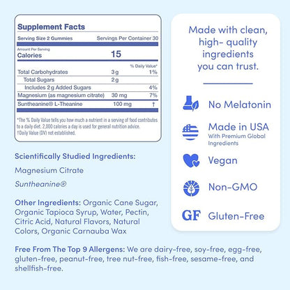 First Day Kids’ Nighttime Reset Calming Magnesium Gummies – Sleep Aid to Support Calm & Relaxation – Bedtime Supplement with Magnesium Citrate, Suntheanine & No Melatonin – 60-Day Supply