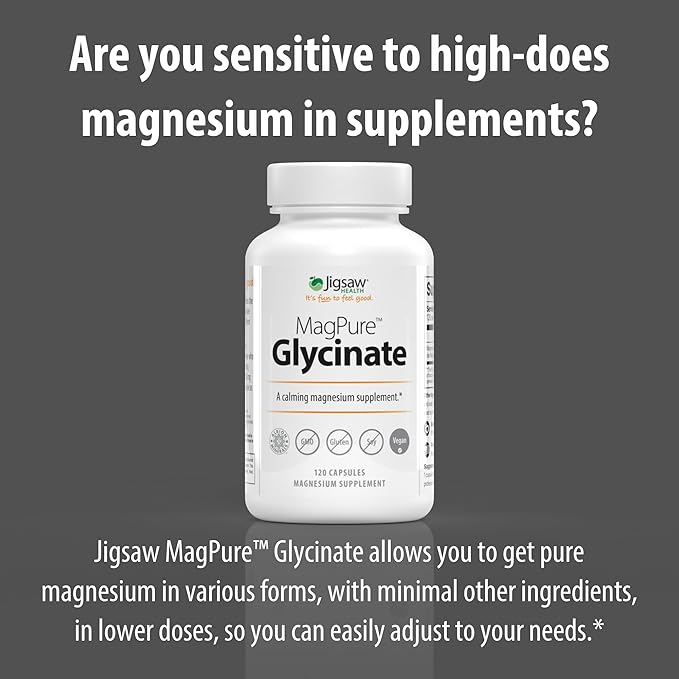 Jigsaw Health MagPure Glycinate | Premium Magnesium Glycinate Capsules | 120 Capsules