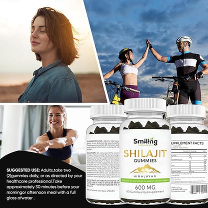 Organic Shilajit Gummies - Pure Himalayan Cured Shilajit Gummies for Men & Women - Natural Energy Booster 60 Count