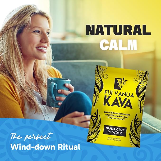 Premium Santa Cruz Kava Powder, Medium Grind Noble Root Powder, Easy to Prepare Kava Root Powder with A Smooth and Creamy Taste, Kava Root Powder, 8 oz