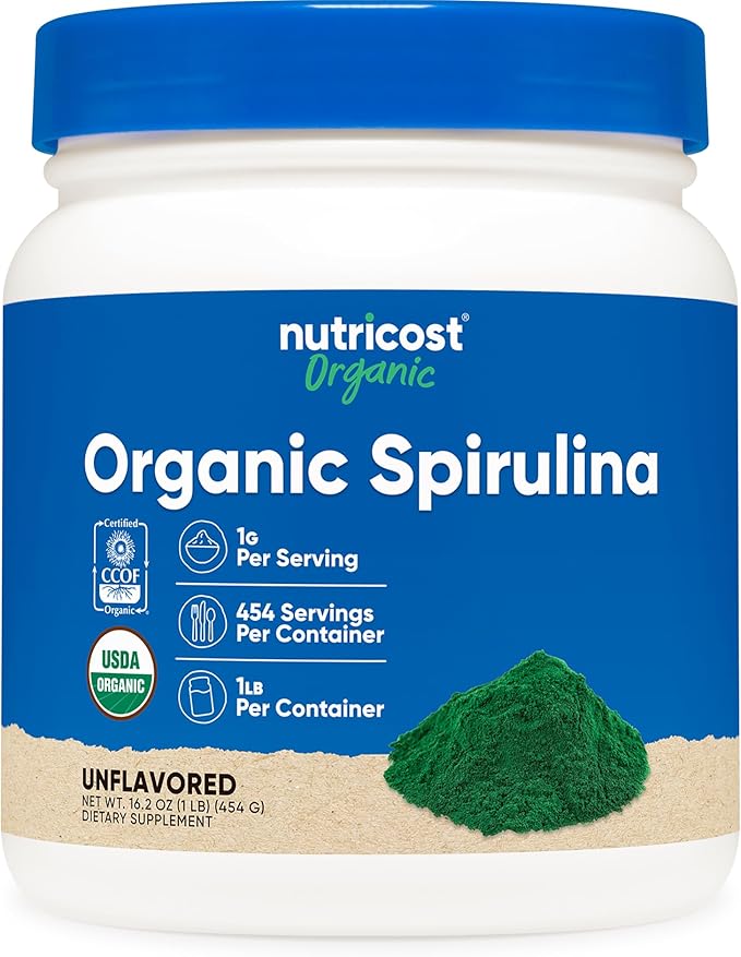 Nutricost Organic Spirulina Powder 454 Grams, 1LB - Pure, Certified Organic Spirulina