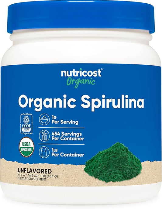 Nutricost Organic Spirulina Powder 454 Grams, 1LB - Pure, Certified Organic Spirulina