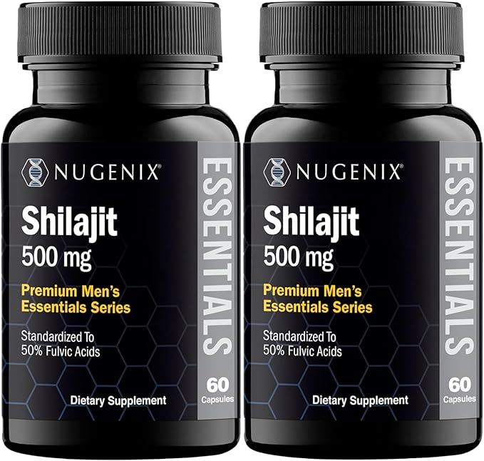 Nugenix Essentials Shilajit Capsules Supplement - 500mg, Standardized to 50% Fulvic Acids, Himalayan, Pure Shilajit for Men, 120 Capsules