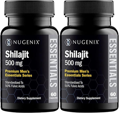 Nugenix Essentials Shilajit Capsules Supplement - 500mg, Standardized to 50% Fulvic Acids, Himalayan, Pure Shilajit for Men, 120 Capsules