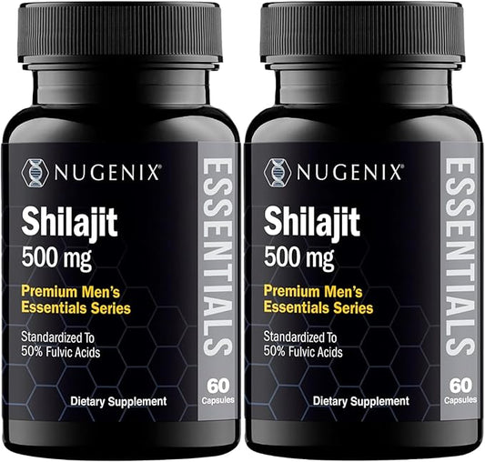 Nugenix Essentials Shilajit Capsules Supplement - 500mg, Standardized to 50% Fulvic Acids, Himalayan, Pure Shilajit for Men, 120 Capsules