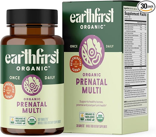 Prenatal Once Daily Multivitamin for Women for Conception, Pregnancy, Postpartum & Breastfeeding, Folate, Iron & Organic Whole Food Blend, 30 Count