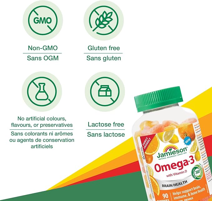 Jamieson Omega-3 Gummies, Family Friendly, Assorted Fruit Flavours, 90 Count