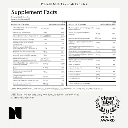 Needed. Multivitamin for Prenatal | Prenatal Multi Essentials Capsule- Pregnancy, Breastfeeding, Postpartum | Expertly-Formulated & Third-Party Tested, | 30-Day Supply